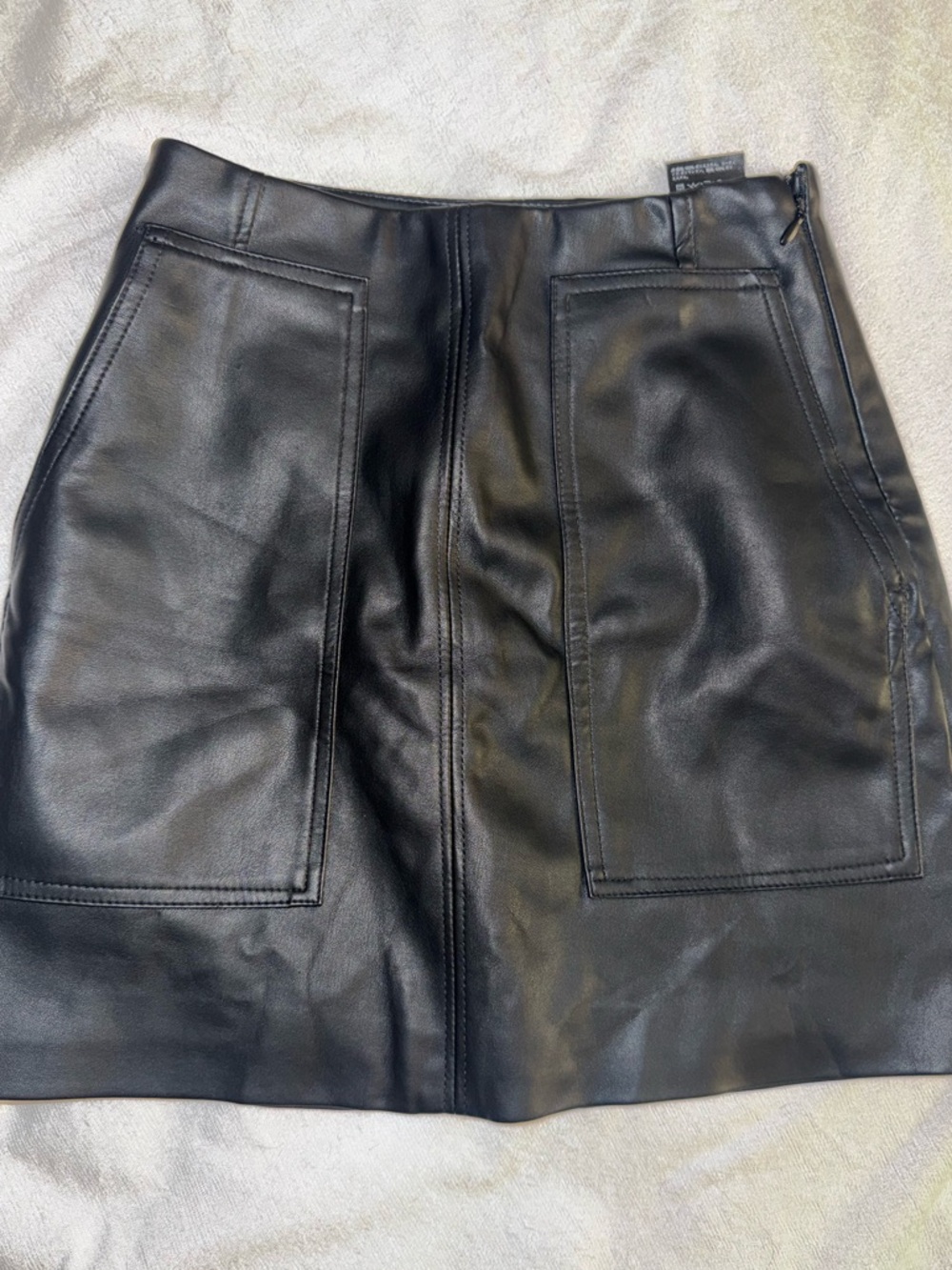 H&M Black Faux Leather Pocket Mini Skirt